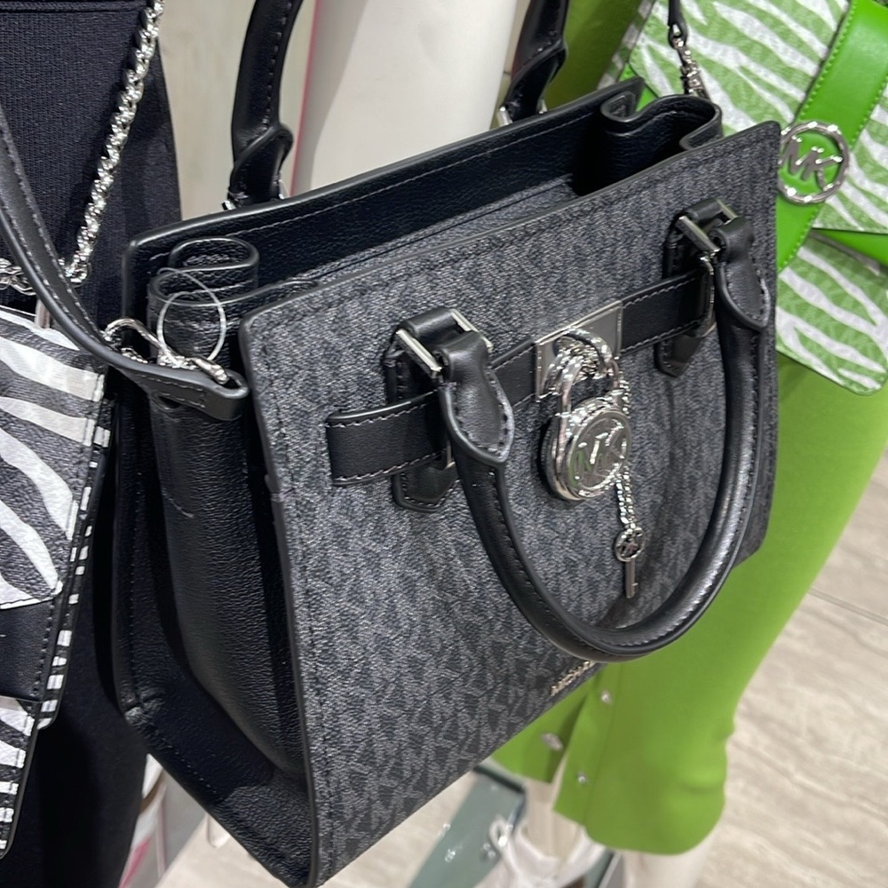 Michael Kors Hamilton Small Signature Logo Satchel Crossbody Bag
Black /Silver - Picture 9 of 16